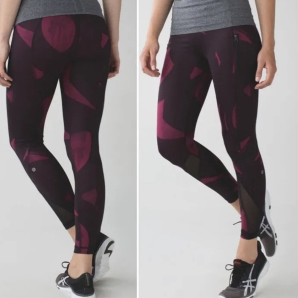 Lululemon All Sport Crop Back Spin Stroke Dashing Purple Black size 10